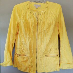 LAURA ASHLEY 💛Bright•Yellow Cotton Zip-up Jacket~ Size: MED